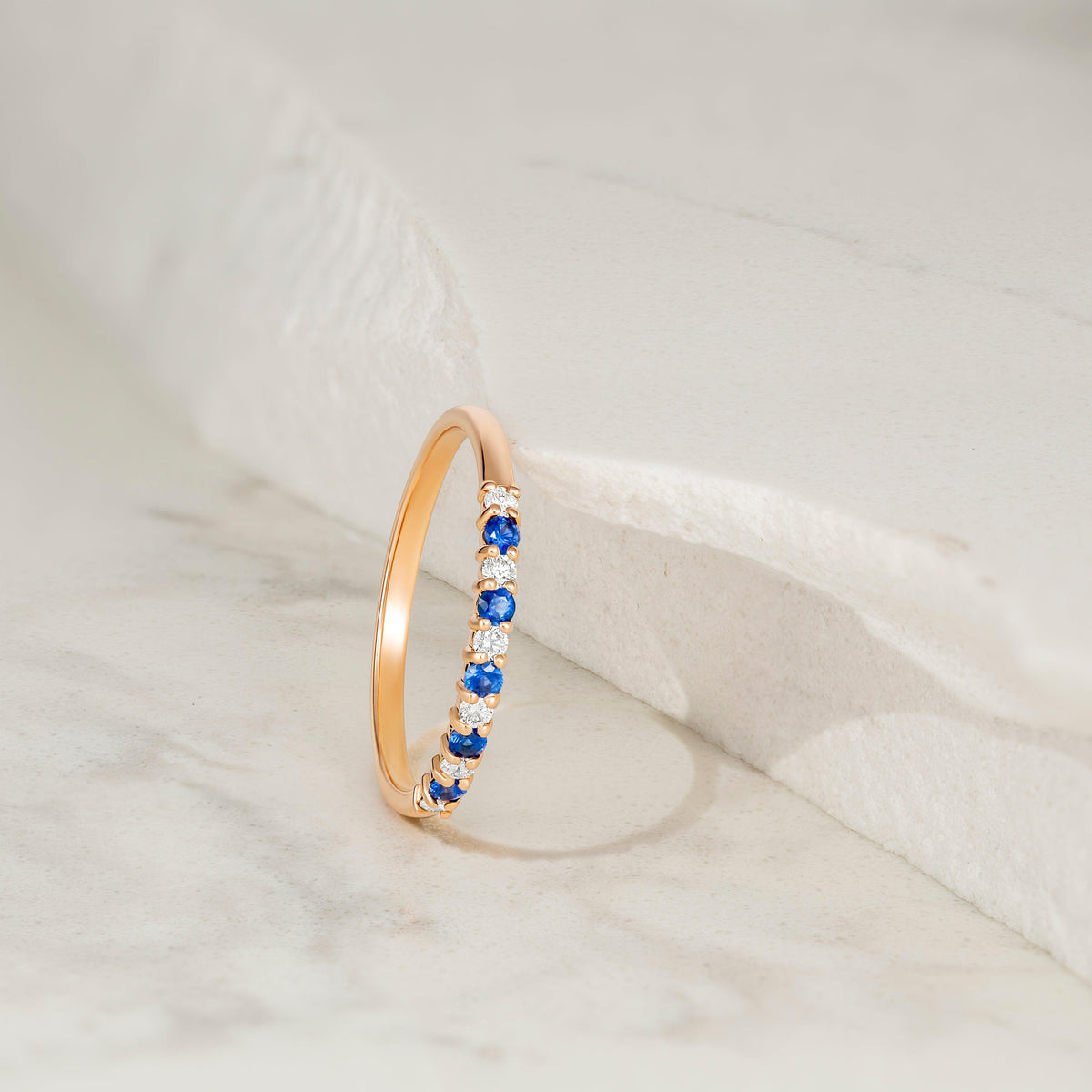 Blue Sapphire Diamond Wedding Band