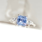 Sky Blue Ceylon Sapphire Trilogy Engagement Ring