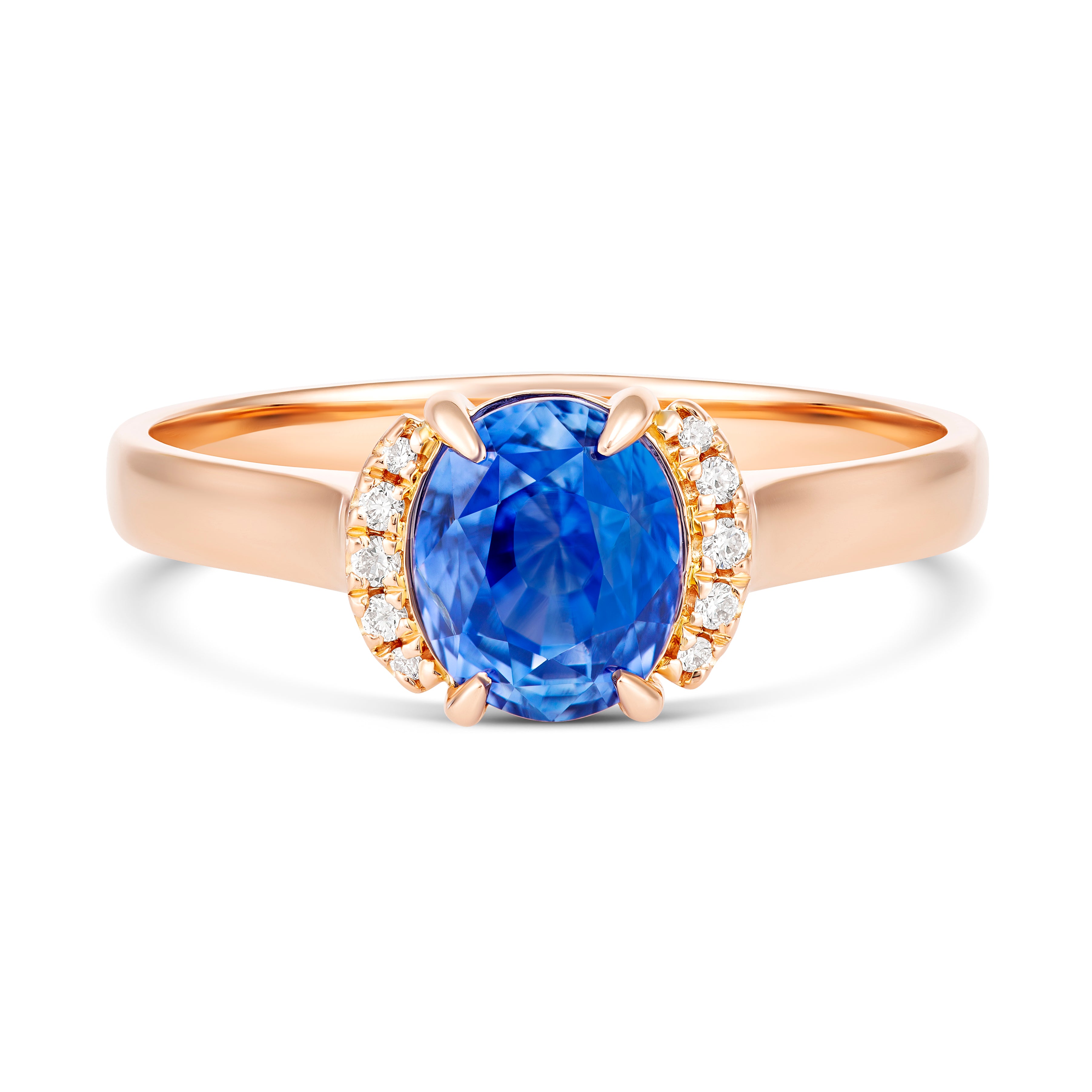 Cornflower Blue Sapphire Engagement Ring in Rose Gold