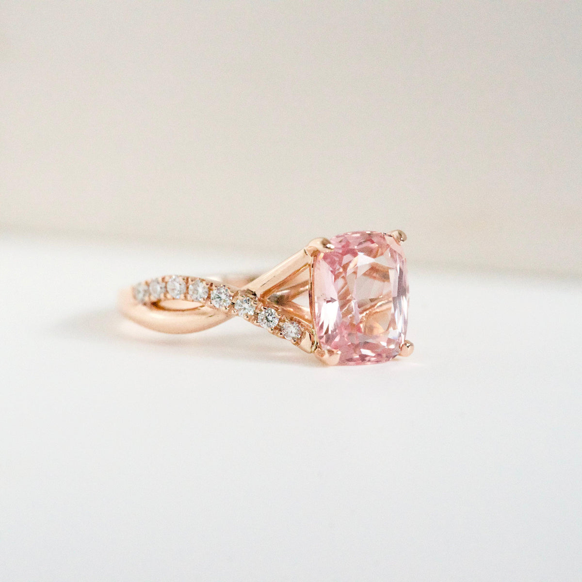 Padparadscha Sapphire Rose Gold Engagement Ring