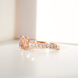Peach Sapphire Diamond Band Rose Gold Engagement Ring