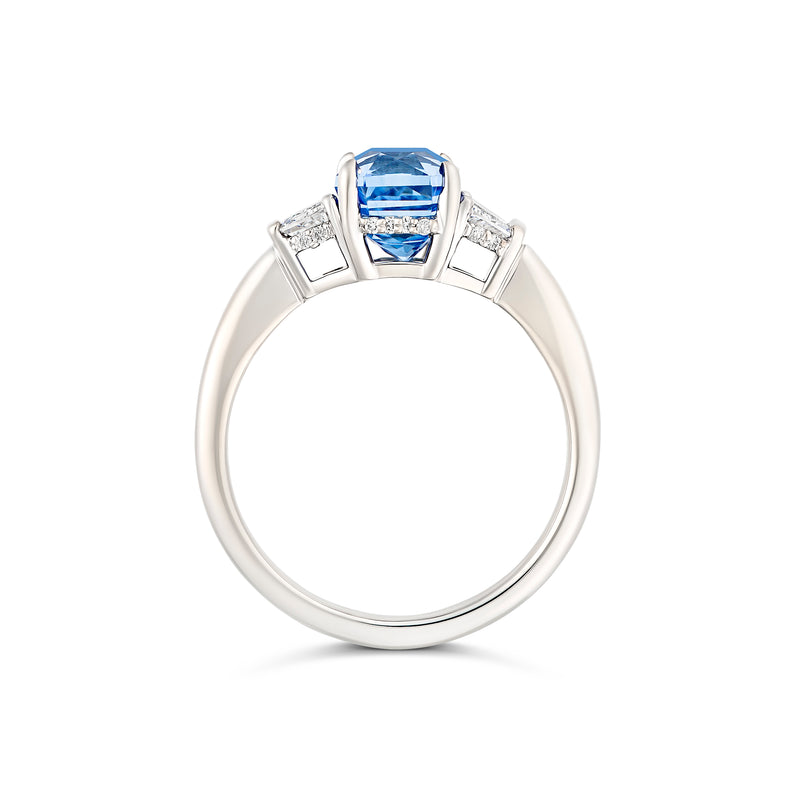 Cornflower Blue Ceylon Sapphire Diamond Hidden Halo Ring