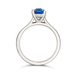 Blue Sapphire Hidden Halo Engagement Ring
