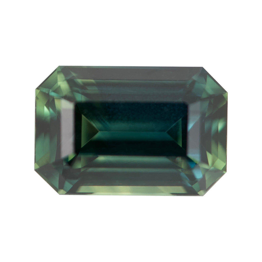 green rectangular step cut madagascar sapphire 3.50ct