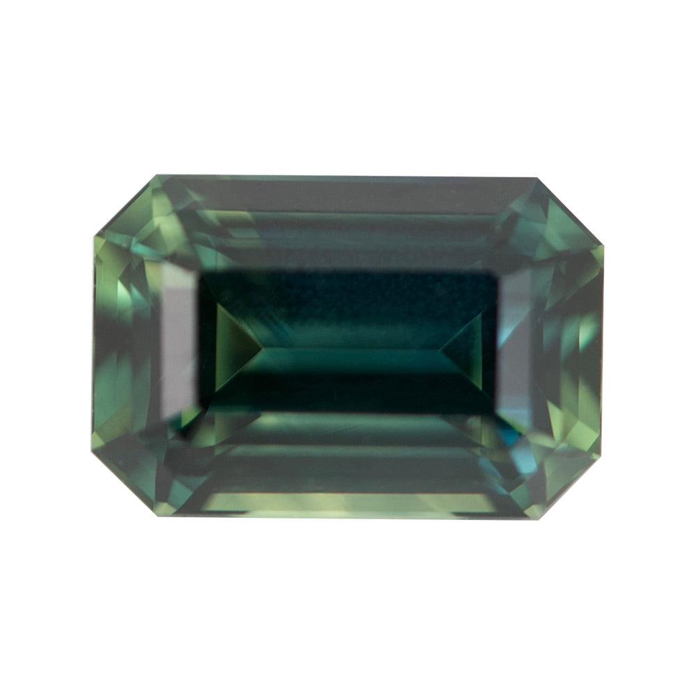 green rectangular step cut madagascar sapphire 3.50ct