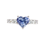 Cornflower Blue Sapphire Heart Diamond Band Engagement Ring