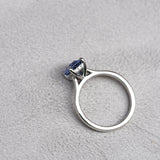 Blue Sapphire Hidden Halo Engagement Ring