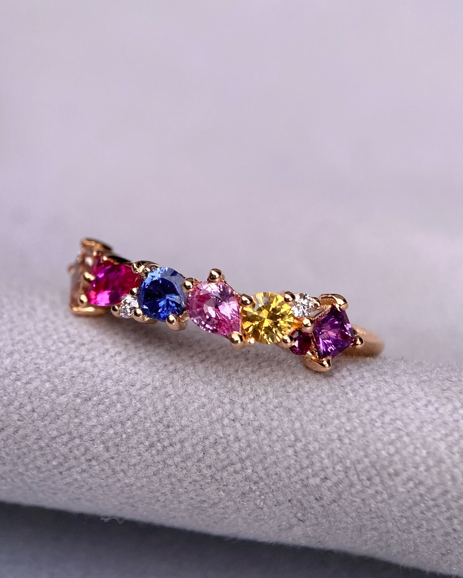 Multi-Colour Natural Sapphire Cluster Band