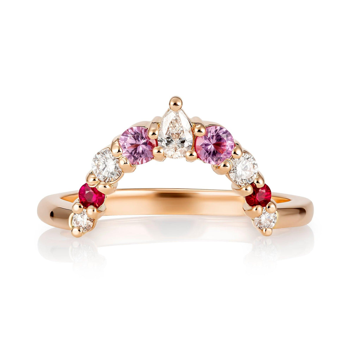 Multi Colour Sapphire and Diamond Wedding Band