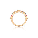 Rainbow sapphire band in rose gold, side view