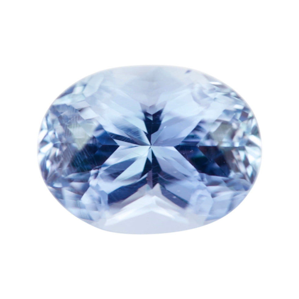 Unheated blue oval brilliant gemstone from Ceylon