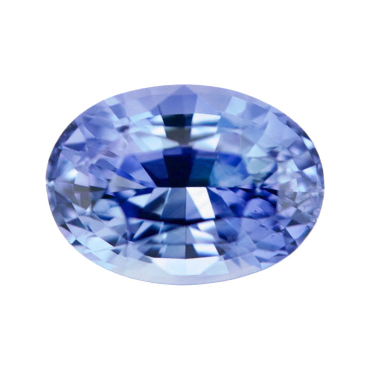 Loose unheated bluish-violet oval sapphire with a brilliant step cut