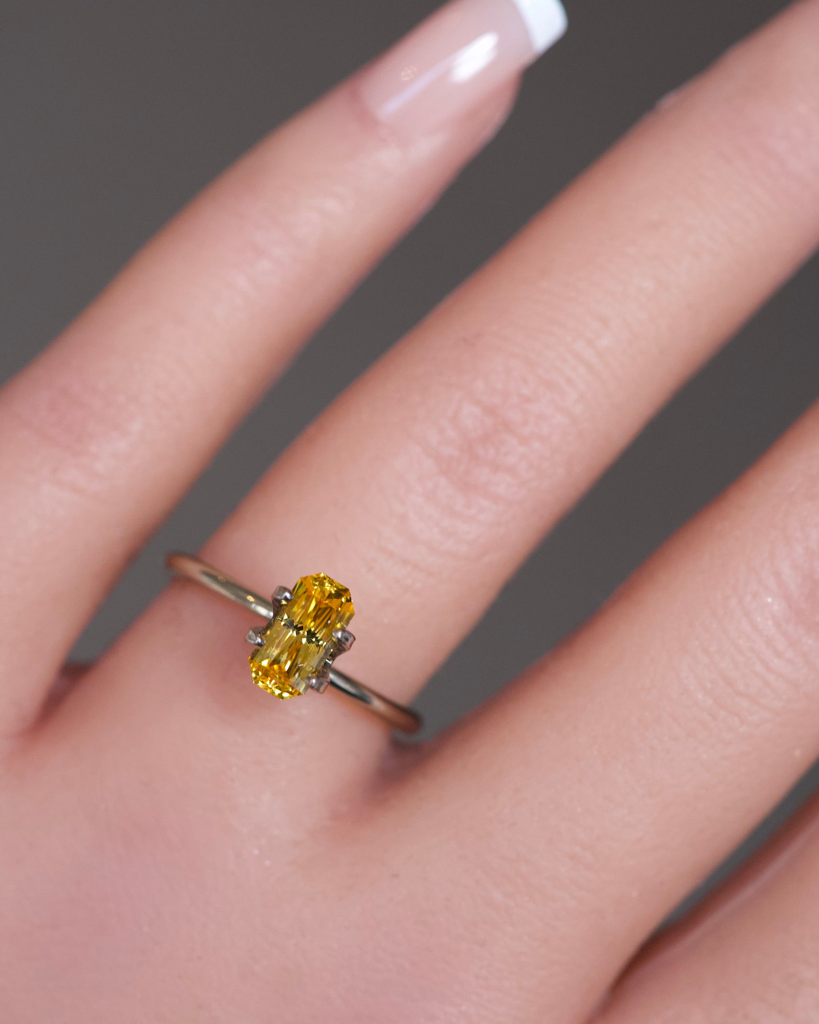 rectangular mixed cut 1.45 ct yellow sapphire