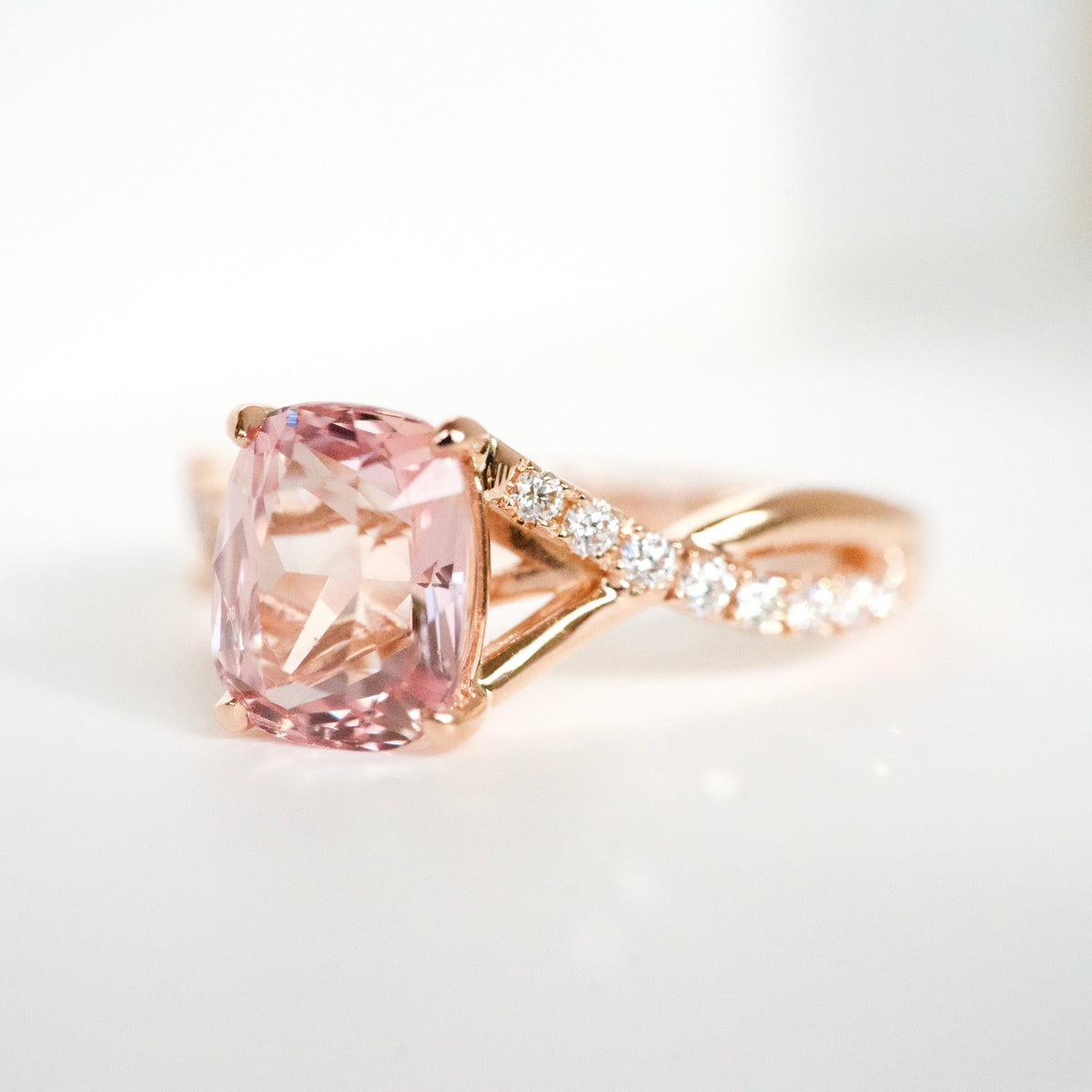 Padparadscha Sapphire Rose Gold Engagement Ring