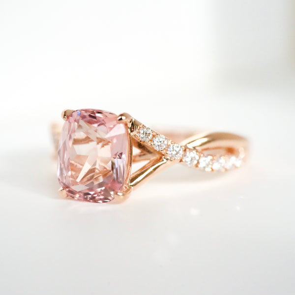Padparadscha Sapphire Rose Gold Engagement Ring