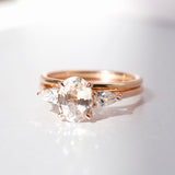 Peach Sapphire Diamond Trilogy Ring Rose Gold