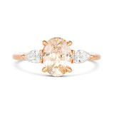 Peach Sapphire Diamond Trilogy Ring Rose Gold