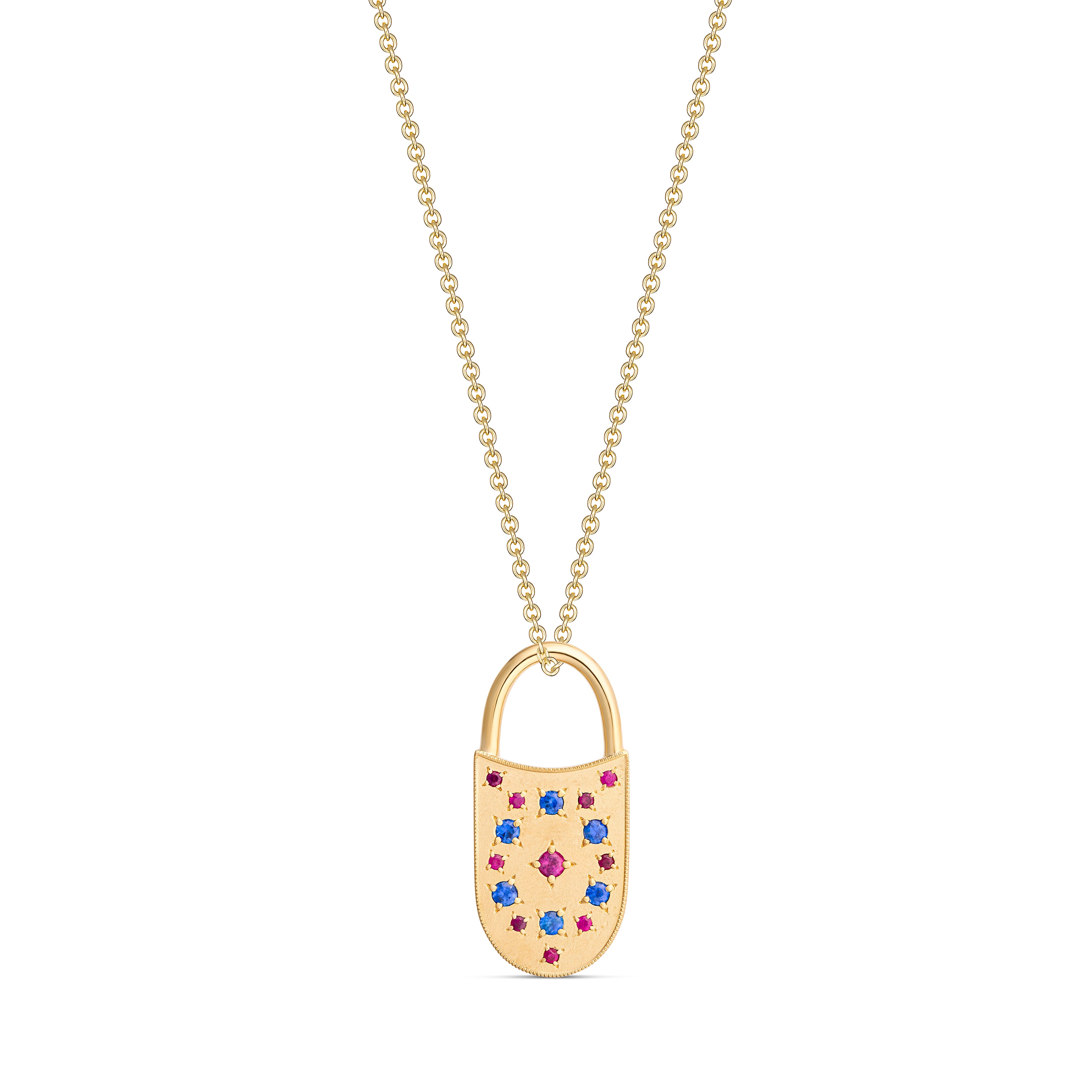 Pink Blue Sapphire Custom Pendant Yellow Gold