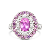 Pink Sapphire Diamond Double Halo Dress Ring