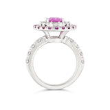 Pink Sapphire Diamond Double Halo Dress Ring