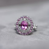Pink Sapphire Diamond Double Halo Dress Ring