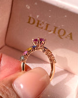 pink madagascar sapphire band in rose gold, side view