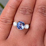 Vivid Sky Blue Cushion Sapphire and Diamond Trilogy Ring and Studs