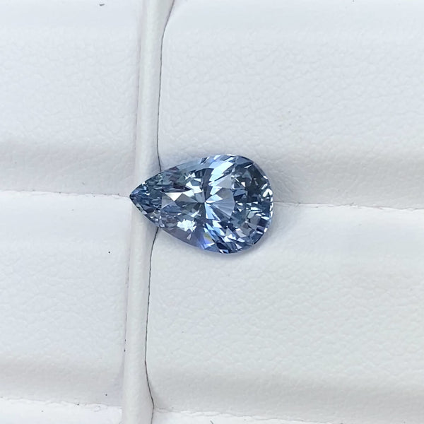 3.23 ct Steel Blue Sapphire Pear Natural Unheated