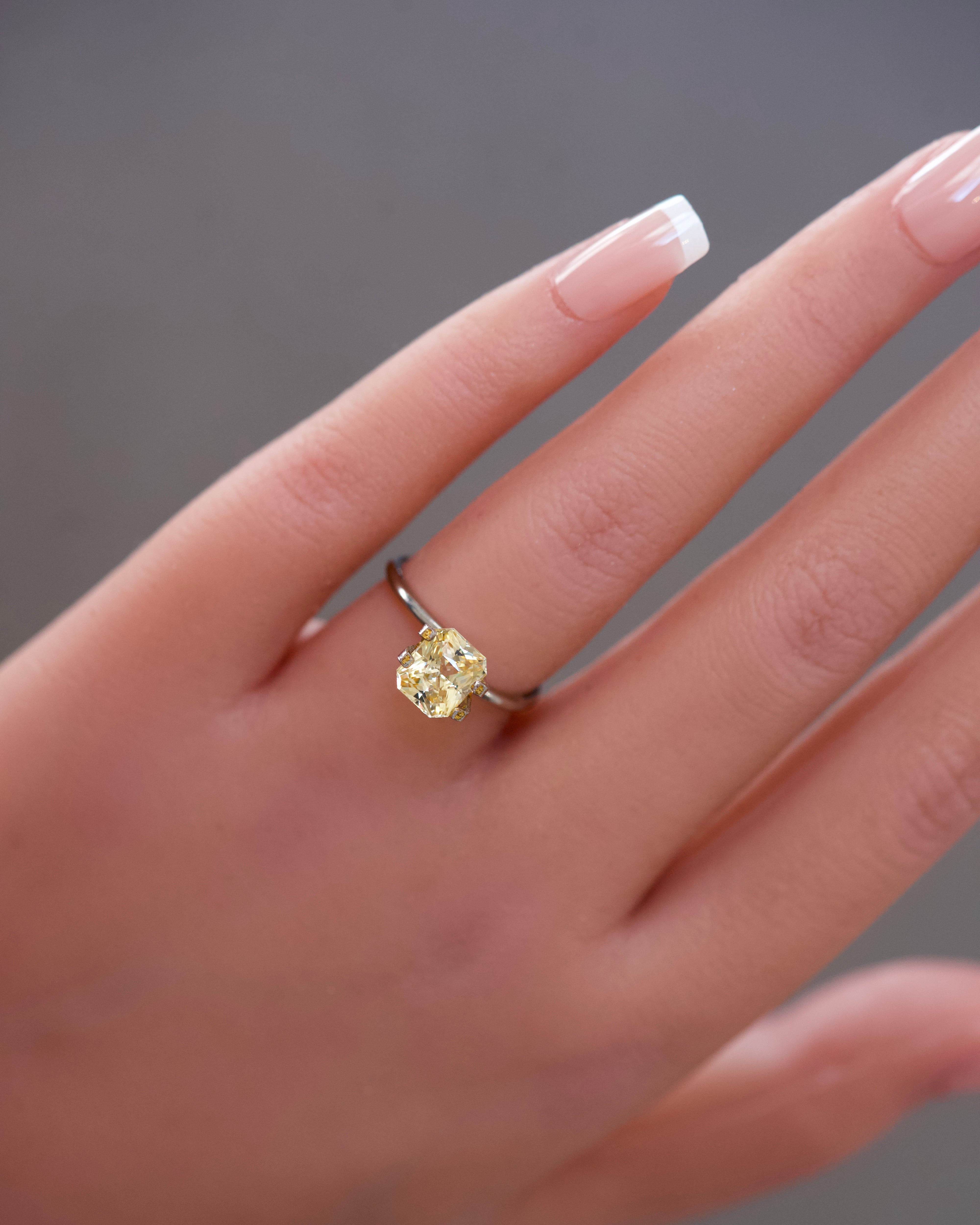 radiant cut yellow madagascar sapphire gemstone