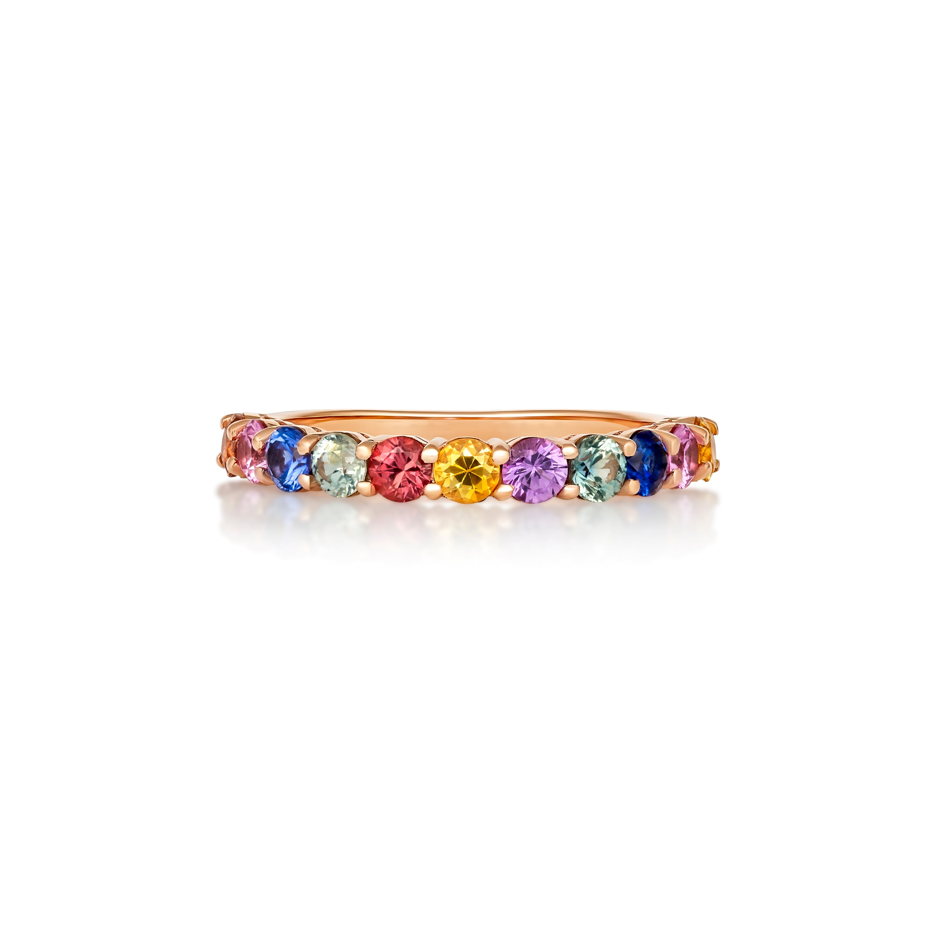 Multicolour sapphire eternity band in 18k rose gold