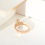 Peach Sapphire Diamond Band Rose Gold Engagement Ring