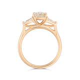 Peach Sapphire Diamond Trilogy Ring Rose Gold