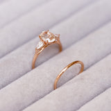 Peach Sapphire Diamond Trilogy Ring Rose Gold