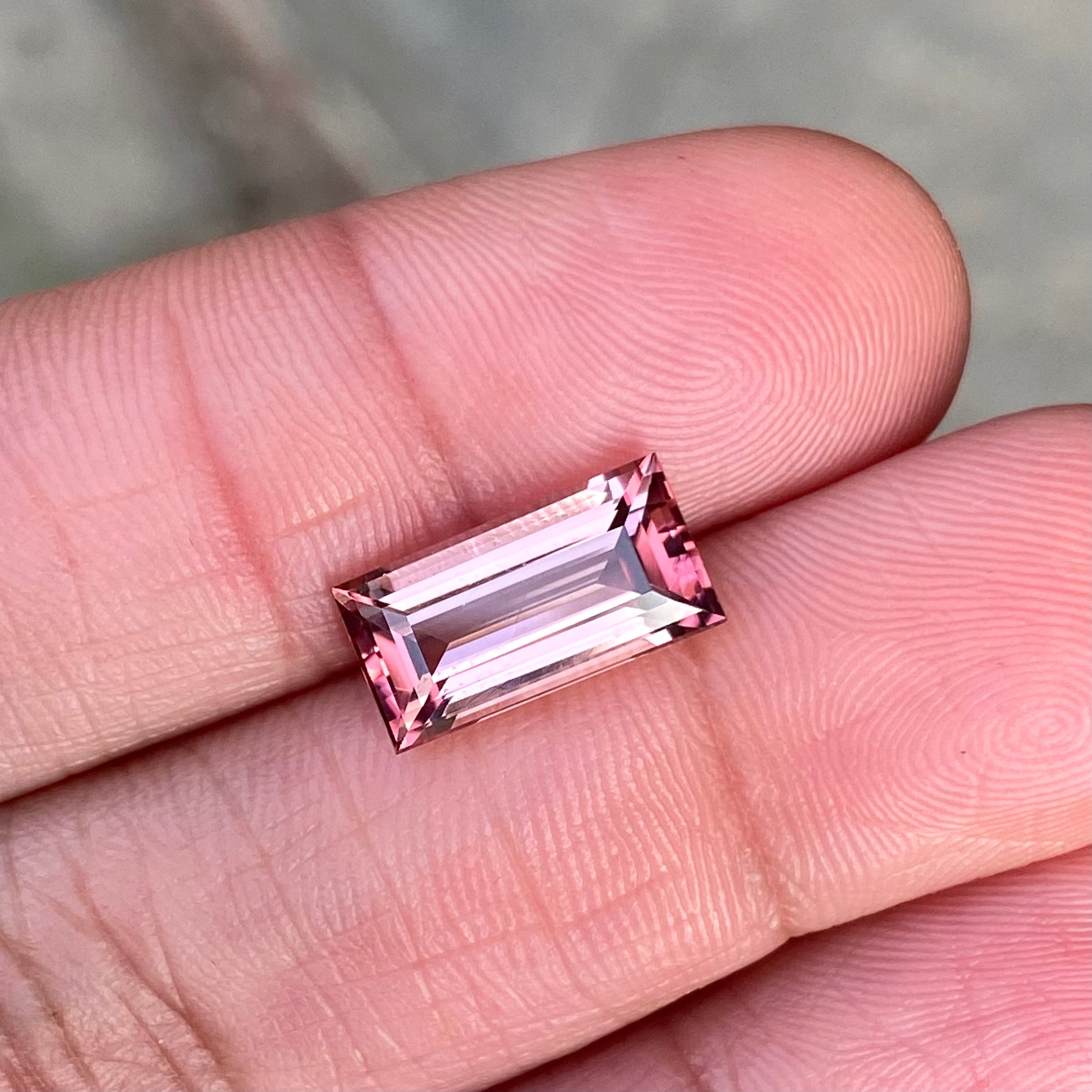 3.02 ct Orangish Pink Tourmaline Baguette Cut Natural Gemstones