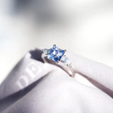 Sky Blue Ceylon Sapphire Trilogy Engagement Ring