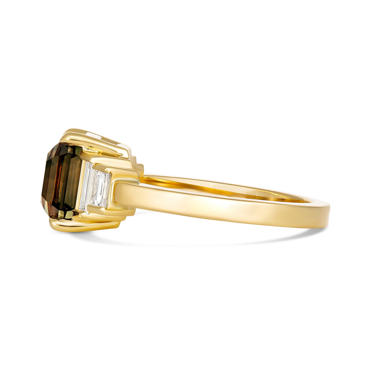 Teal Sapphire Diamond Art Deco Style Ring