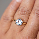 Round Grey Sapphire Solitaire Ring