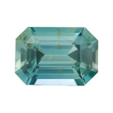 Bluish Green Emerald Cut Madagascar Sapphire Heated Gem