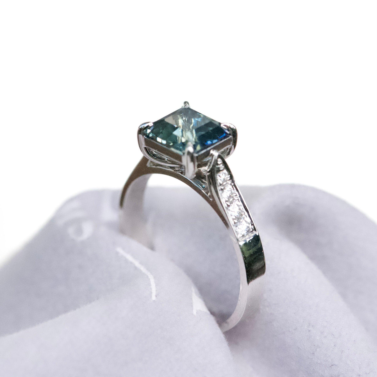 Green Sapphire East West Ring