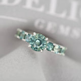 Unheated Teal Sapphire Ring White Gold