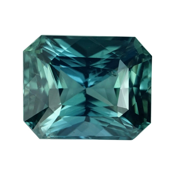 3.15 ct Teal Sapphire Radiant Cut Heated GIA Certified