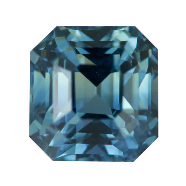 2.59 ct Teal Sapphire Square Emerald Cut Natural Unheated
