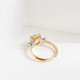 Yellow Sapphire Diamond Trapezoid Trilogy Engagement Ring