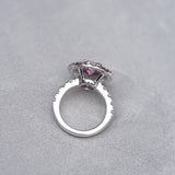 Pink Sapphire Diamond Double Halo Dress Ring