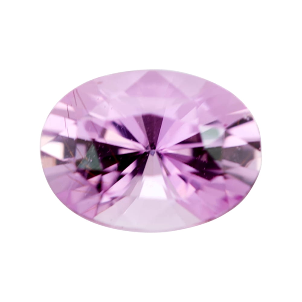 Delicate purplish-pink oval mixed-cut loose sapphire from Sri Lanka.