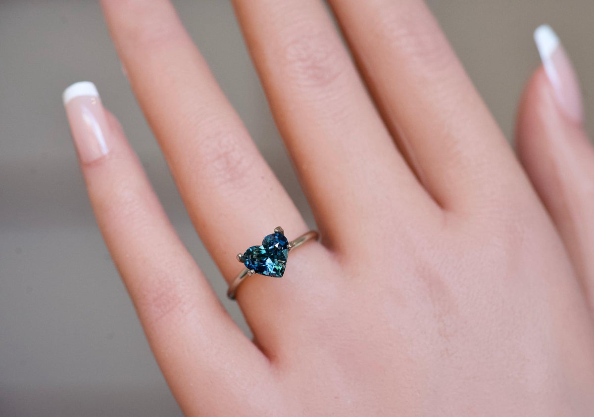 teal heart sapphire gemstone