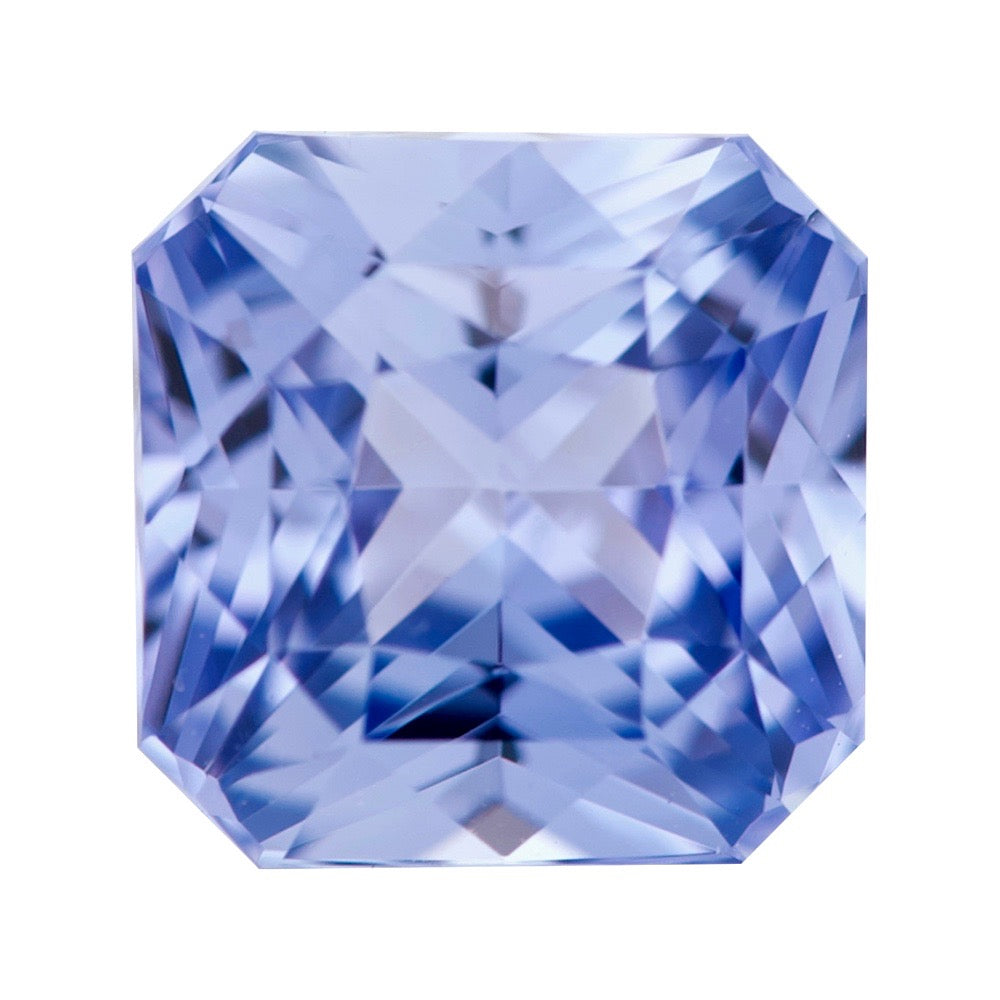 Violetish Blue Square Radiant Cut Ceylon Sapphire Unheated Gem