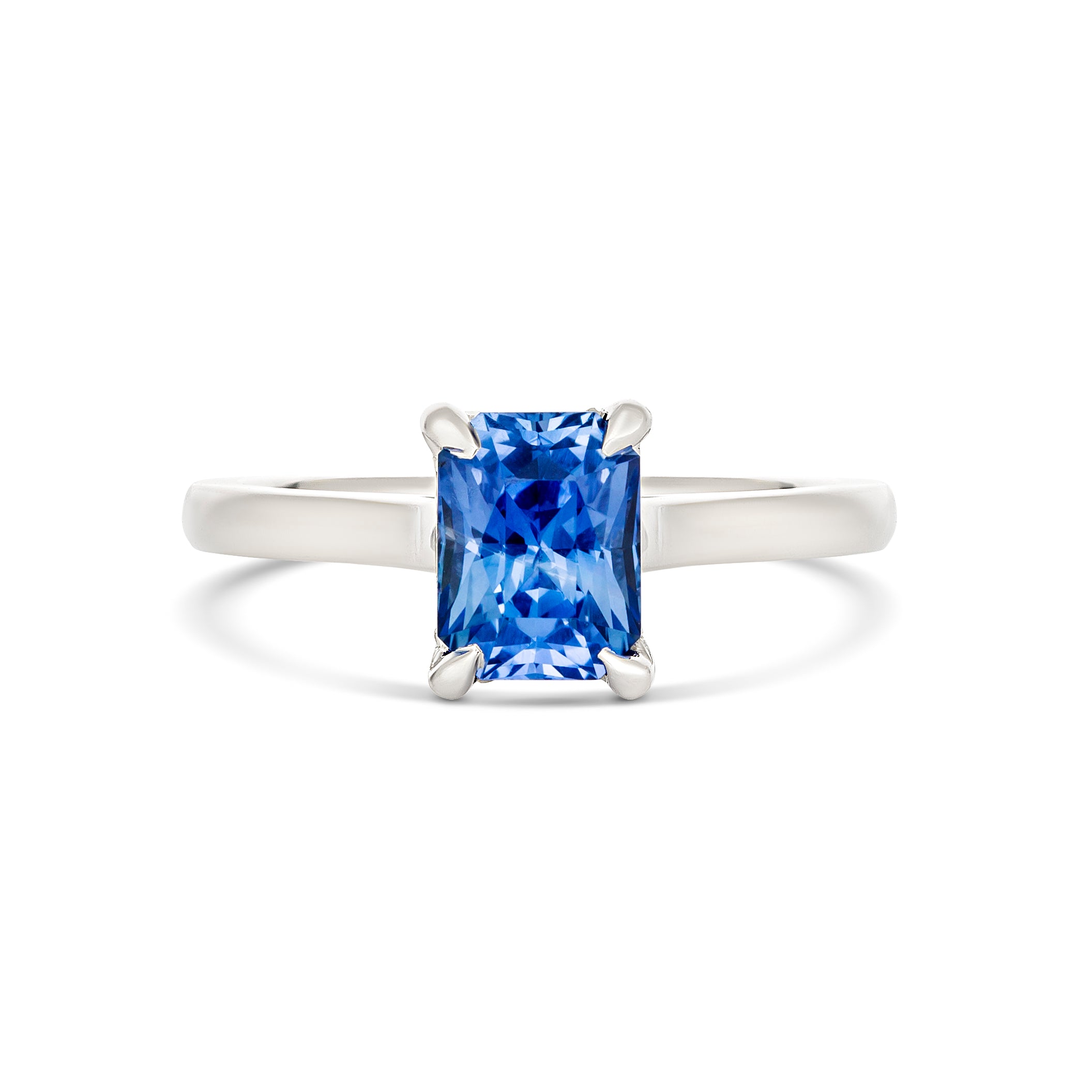 Blue Sapphire Hidden Halo Engagement Ring