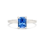 Blue Sapphire Hidden Halo Engagement Ring