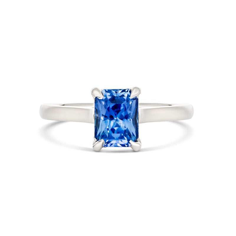 Blue Sapphire Hidden Halo Engagement Ring